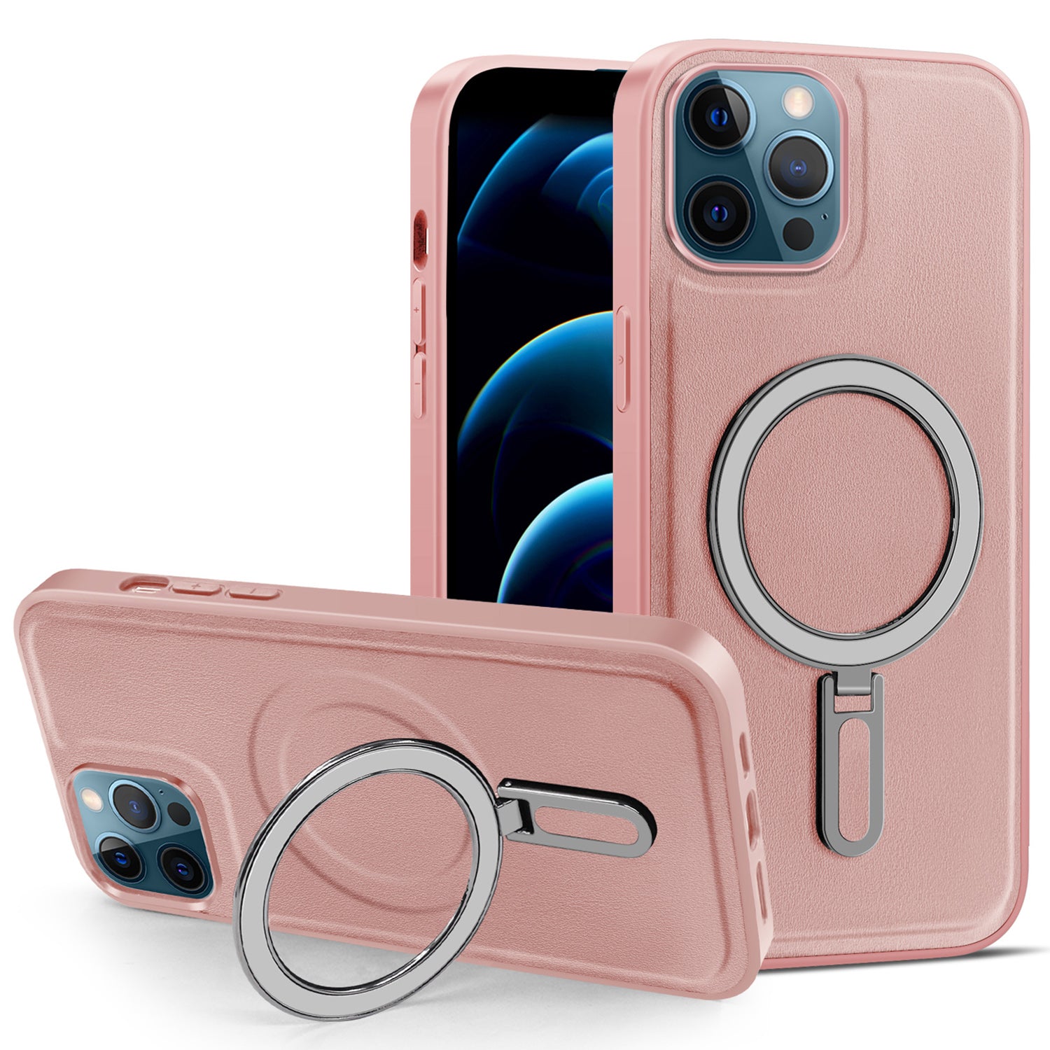 Telefoncover til iPhone 12 Pro Max 6,7 tommer Kickstand Design PU læderbelagt PC TPU magnetisk cover Telefoncover til iPhone 12 Pro Max 6,7 tommer Kickstand Design PU læderbelagt PC TPU magnetisk cover